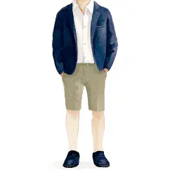 TRAJE CON PATALON CORTO BEIGE SIN CORBATA